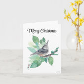 Frohe Weihnachts Nuthatch Bird Urlaubskarte Karte (Gelbe Blume)