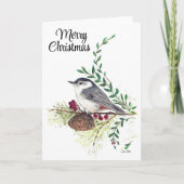 Frohe Weihnachts Nuthatch Bird Urlaubskarte Karte (Vorderseite)