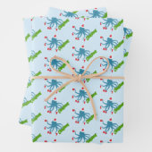 Frohe Weihnachts-Oktopus-Weihnachtsmannmütze Weihn Geschenkpapier Set (Beispiel)