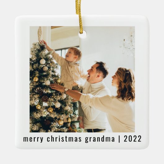 Frohe Weihnachts-Oma 2022 | Zwei Fotos Keramikornament (Vorderseite)