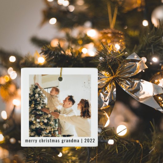 Frohe Weihnachts-Oma 2022 | Zwei Fotos Keramikornament