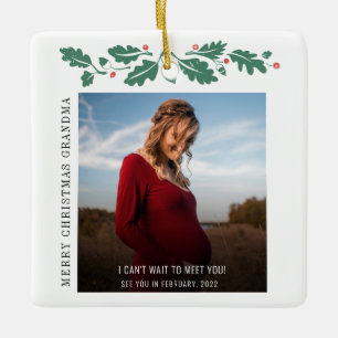 Frohe Weihnachts-Oma Baby-Ankündigung Keramikornament
