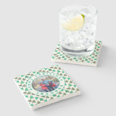 Frohe Weihnachts-Oma-Foto | Grüne Bäume Weiß Steinuntersetzer (Seitenansicht)