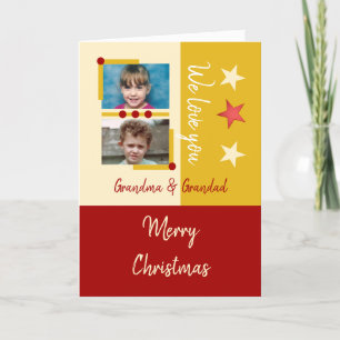 Frohe Weihnachts-Oma Großvater Rot-Gold-Fotos Feiertagskarte