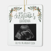 Frohe Weihnachts-Oma Ultrasound-Foto Keramikornament (Links)