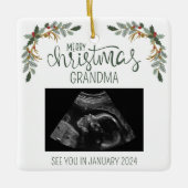 Frohe Weihnachts-Oma Ultrasound-Foto Keramikornament (Vorderseite)