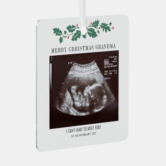 Frohe Weihnachts-Oma Ultrasound Schwangerschaft Fo Ornament Aus Metall (Vorderseite Rechts)