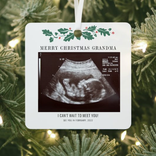 Frohe Weihnachts-Oma Ultrasound Schwangerschaft Fo Ornament Aus Metall (InSitu)