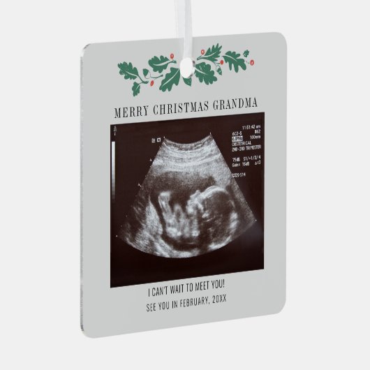 Frohe Weihnachts Oma Ultrasound Schwangerschaft Sc Ornament Aus Metall (Vorderseite Rechts)