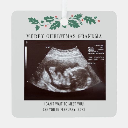 Frohe Weihnachts Oma Ultrasound Schwangerschaft Sc Ornament Aus Metall (Rückseite)