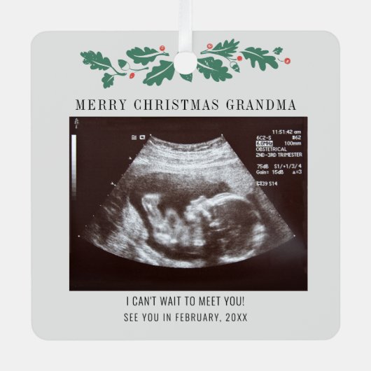 Frohe Weihnachts Oma Ultrasound Schwangerschaft Sc Ornament Aus Metall (Vorderseite)