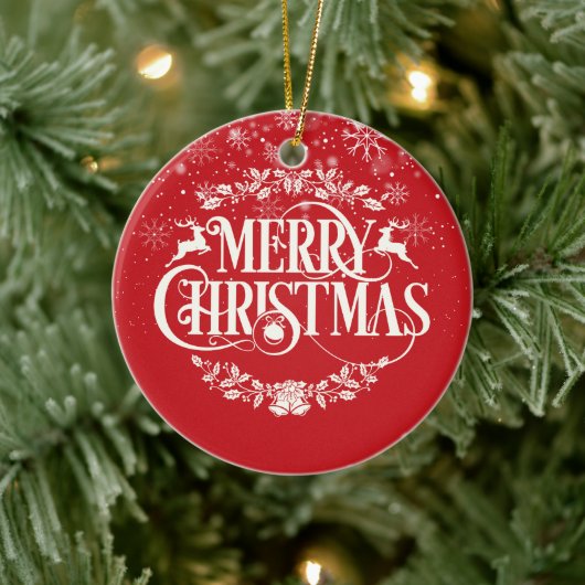 Frohe Weihnachts Onkel Definition Snowflakes Scrip Keramik Ornament (Baum)