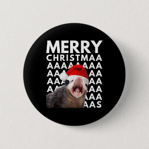Frohe Weihnachts Opossum schreiende Spaß Männer Fr Button