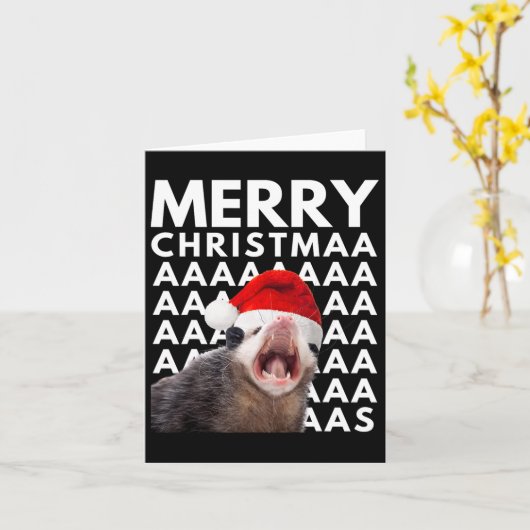 Frohe Weihnachts Opossum schreiende Spaß Männer Fr Karte (Gelbe Blume)