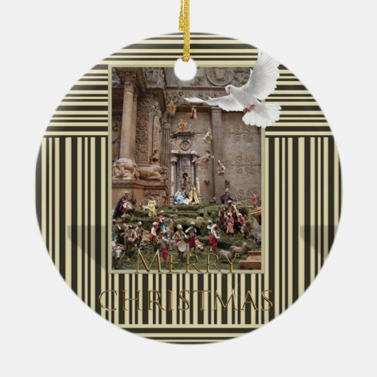 Frohe Weihnachts-Ornament, Jesus Geburt Keramik Ornament (Hinten)