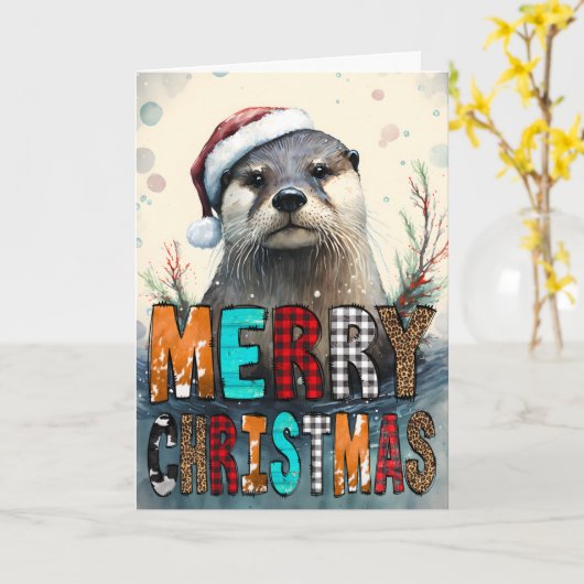 Frohe Weihnachts Otter Karte (Gelbe Blume)