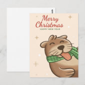 Frohe Weihnachts Otter Postkarte (Vorne/Hinten)