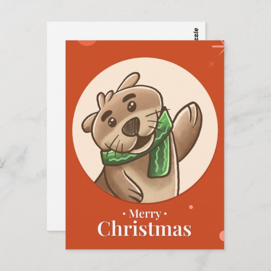 Frohe Weihnachts Otter Postkarte (Vorne/Hinten)