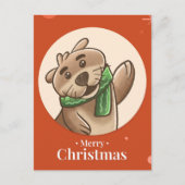 Frohe Weihnachts Otter Postkarte (Vorderseite)