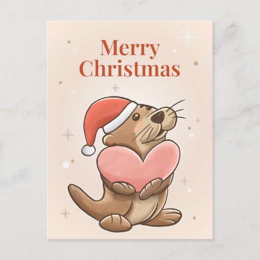 Frohe Weihnachts Otter Postkarte (Vorderseite)