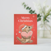 Frohe Weihnachts Otter Postkarte (Stehend Vorderseite)