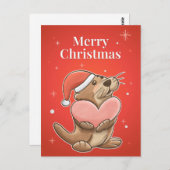 Frohe Weihnachts Otter Postkarte (Vorne/Hinten)