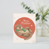 Frohe Weihnachts Otter Postkarte (Stehend Vorderseite)
