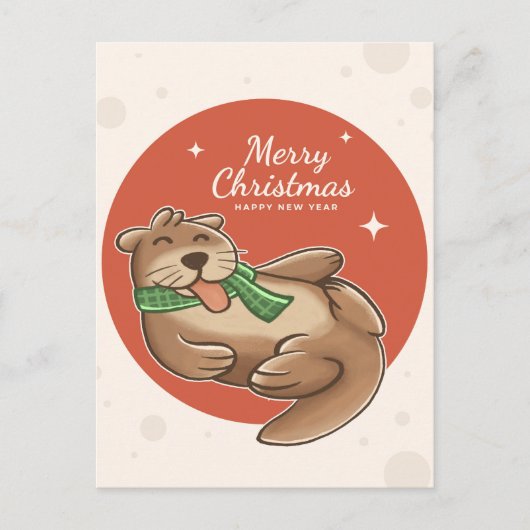 Frohe Weihnachts Otter Postkarte (Vorderseite)
