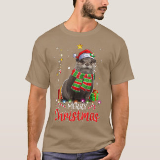 Frohe Weihnachts Otter Weihnachtsmannmütze Tree Li T-Shirt