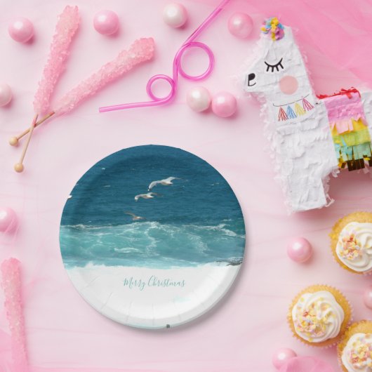 Frohe Weihnachts-Ozean-Waves Papier Teller (Party)