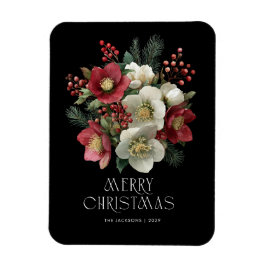 Frohe Weihnachts Painterly Hellebore Holiday Desig Magnet