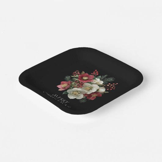 Frohe Weihnachts Painterly Hellebore Holiday Desig Pappteller
