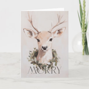 Frohe Weihnachts-Painterly Hirsch Design Feiertagskarte