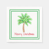 Frohe Weihnachts Palm Tree Lights Border Serviette (Vorderseite)