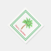 Frohe Weihnachts Palm Tree Lights Border Serviette (Ecke)