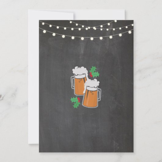 Frohe Weihnachts Party Beers Mistletoe Xmas Einlad Einladung (Rückseite)