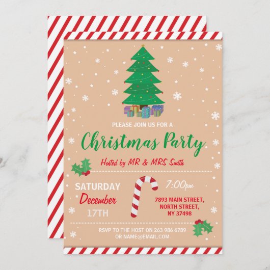 Frohe Weihnachts-Party Dinner Weihnachten Weihnach Einladung (Vorne/Hinten)