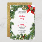 Frohe Weihnachts-Party mit Holiday Greenerie Einladung (Vorne/Hinten)