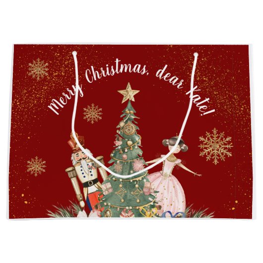 Frohe Weihnachts-Party Nutcracker Deep Red Große Geschenktüte (Vorderseite)