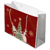 Frohe Weihnachts-Party Nutcracker Deep Red Große Geschenktüte (Rückseite Schrägansicht)