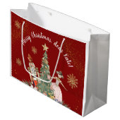 Frohe Weihnachts-Party Nutcracker Deep Red Große Geschenktüte (Vorderseite Schrägansicht)