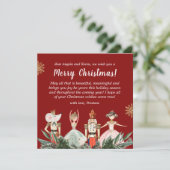 Frohe Weihnachts-Party Nutcracker Red Feiertagskarte (Stehend Vorderseite)
