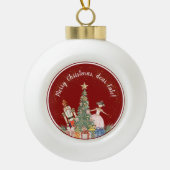 Frohe Weihnachts-Party Nutcracker Red Keramik Kugel-Ornament (Vorderseite)