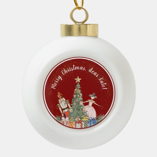 Frohe Weihnachts-Party Nutcracker Red Keramik Kugel-Ornament (Vorderseite)