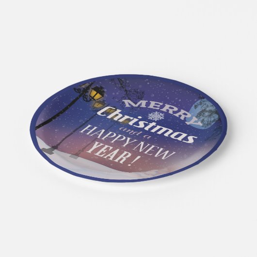 Frohe Weihnachts-Party Plate Pappteller (Schrägansicht)