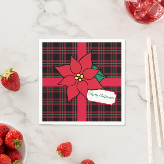 Frohe Weihnachts-Party Poinsettia Paper Napkins Serviette (Beispiel)