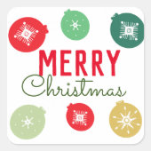 Frohe Weihnachts-Party Schneeflocken Ornament Quadratischer Aufkleber (Vorderseite)