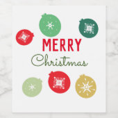 Frohe Weihnachts-Party Schneeflocken Ornament Weinetikett (Einzelnes Label)