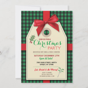 Frohe Weihnachts-Party Tag Bow Tag Xmas Einladung