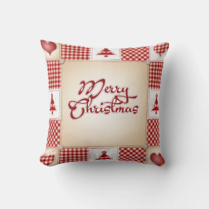 Frohe Weihnachts-Patchwork-Kissen Kissen